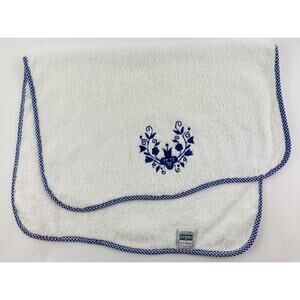 Blue White Towel Orris And Orris 50x27 Made in Turkey Flower 100% Cotton Checker